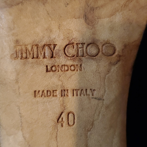 Jimmy Choo Black Leather Peeptoe Slingback Heels - Picture 15 of 16